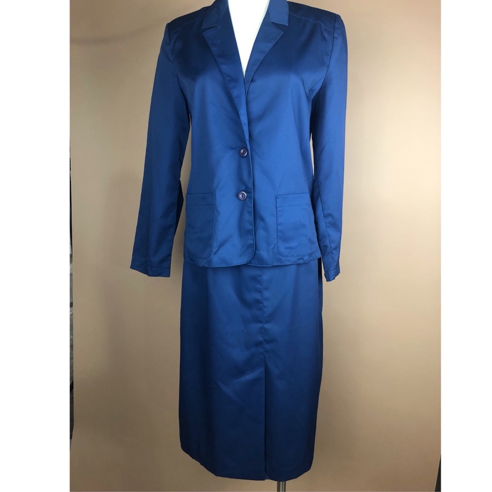 Vintage Women’s Size M Panther Navy Blue Skirt Suit